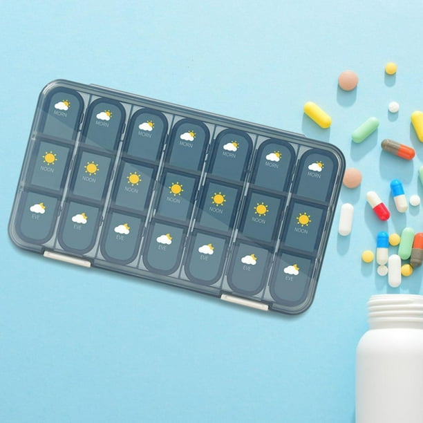  Organizador de pastillas de viaje, dispensador de medicina, cajas  de píldoras y organizador a prueba de humedad, soporte para contenedor de  vitaminas, 8 compartimentos grandes para medicamentos y suplementos : Salud