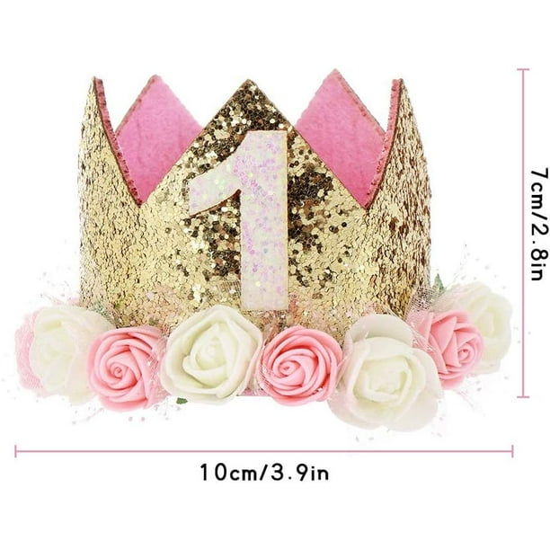 Llamativa corona de primer cumpleaños, 4 x 6 pulgadas (1 unidad), calidad  premium, recuerdo perfecto para el primer cumpleaños del bebé