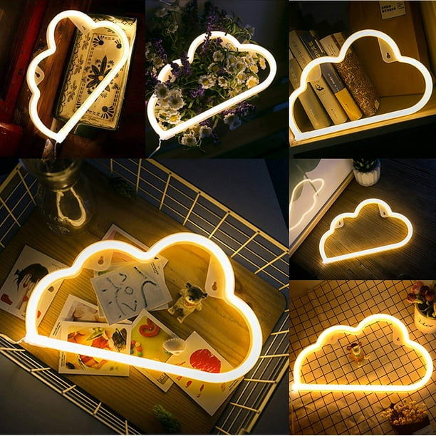 Letrero de luz de neón de nube de juego de luces LED, decoración de  dormitorio, lámpara