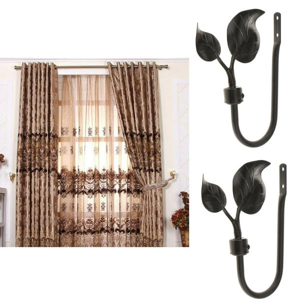 Ganchos de metal hechos a mano para cortinas, 2 piezas, decoración negro  mate para pared, soportes laterales resistentes, accesorios para cortinas y