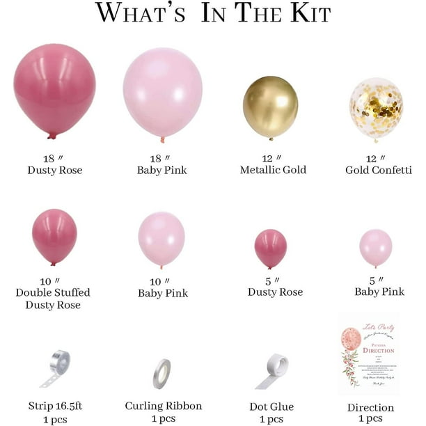 Kit de arco de globos de oro rosa y rosa, globos de cumpleaños, globos de  baby shower, guirnalda de globos rosas, globos de oro rosa, decoración rosa