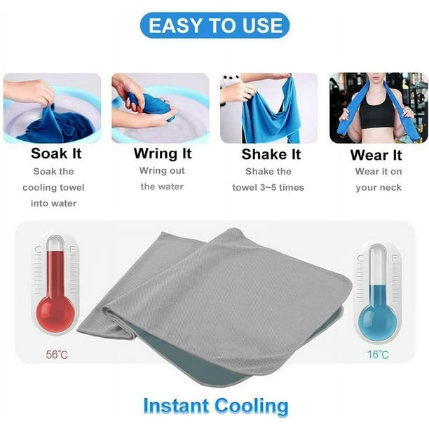 Paquete de 4 toallas de enfriamiento (40 x 12 pulgadas), toalla de  entrenamiento, toalla de microfibra, toalla suave y transpirable para yoga