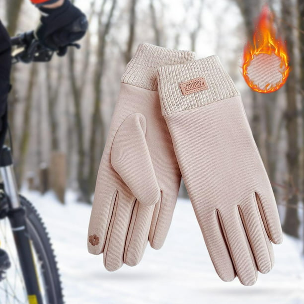 2 pares de guantes de invierno para mujer, forro térmico cálido, puños  elásticos, guantes de punto gruesos para pantalla táctil