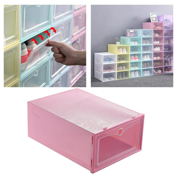Shozafia Cajas de zapatos de cartón, caja de zapatos transparente apilable  para almacenamiento con tapas, paquete de 6 (tamaño para niños)