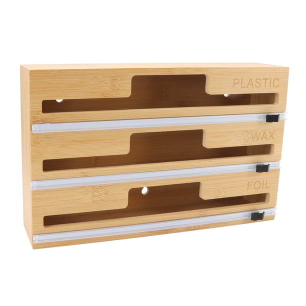 Organizador Bamboo Dispensador de papel aluminio y papel encerado con  cortador