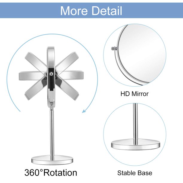 Espejo De Maquillaje Con Aumento De Doble Cara - Espejo De Tocador 1X/10X  Para Escritorio/baño/oficina, Espejo Redondo Con Soporte Que Puede Girar 360