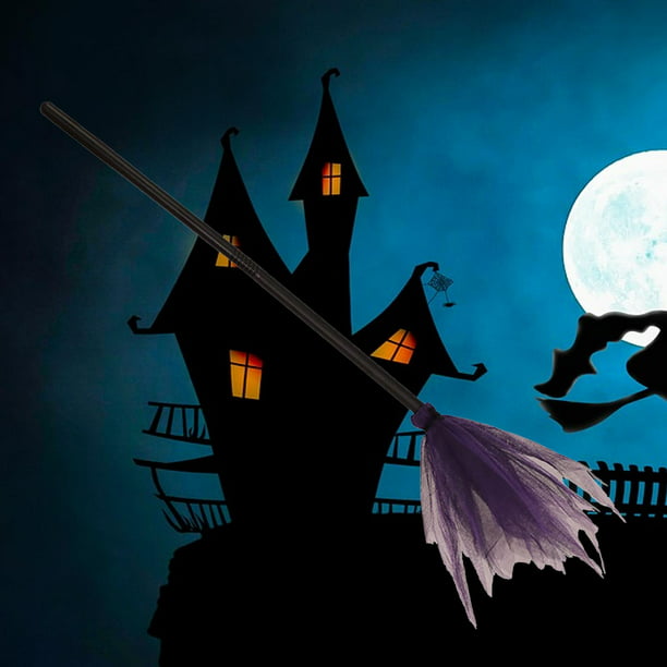 Escoba de bruja de Halloween Bruja De Halloween Escoba Bruja Volando  Fieltro Para Fiesta Decoración De Halloween Púrpura Escoba de bruja morada  Magideal Escoba de bruja de Halloween