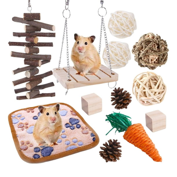 Juego de juguetes para masticar conejo hámster juguete de molienda