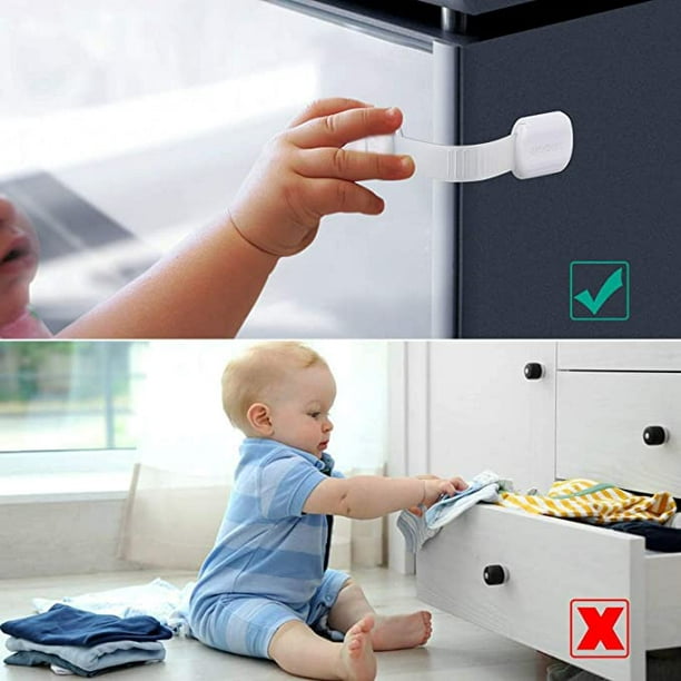 Cerradura de seguridad para puerta de bebé - [Paquete de 6] Cerraduras de  seguridad para bebés y niños en armarios, gabinetes, cajones, hornos,  refrigeradores TUNC Sencillez