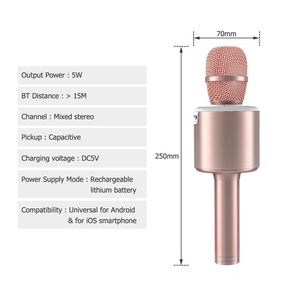 Micrófono inalámbrico Luces de baile LED Portátil Bluetooth Máquina de  karaoke portátil Reproductor de Ktv en casa con función de grabación Negro