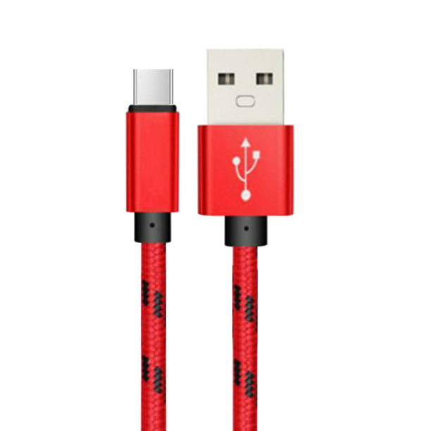 Cable USB C carga rápida y sincronización Nylon trenzado 3 M Rojo 2A