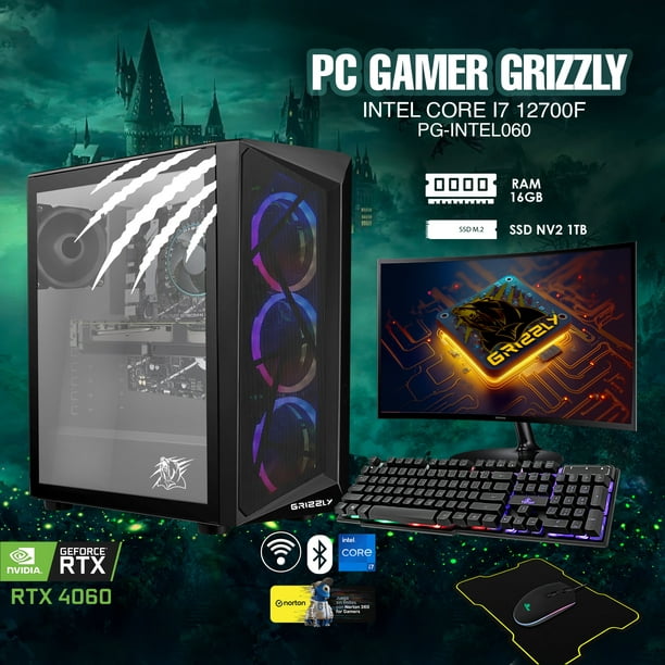 Pc Gamer Grizzly Intel Core I7 10700 Rtx 3060 M.2 1tb Hdd 2tb Monitor 27 Kit  4 En 1 Wifi Bluetooth Color Negro