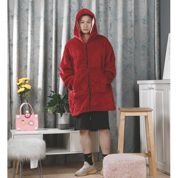 sudadera con capucha de gran tamaño de lana unisex manta con capucha ultra suave y cálida súper suave para mujeres y hombres 80  120 cm rojo jm