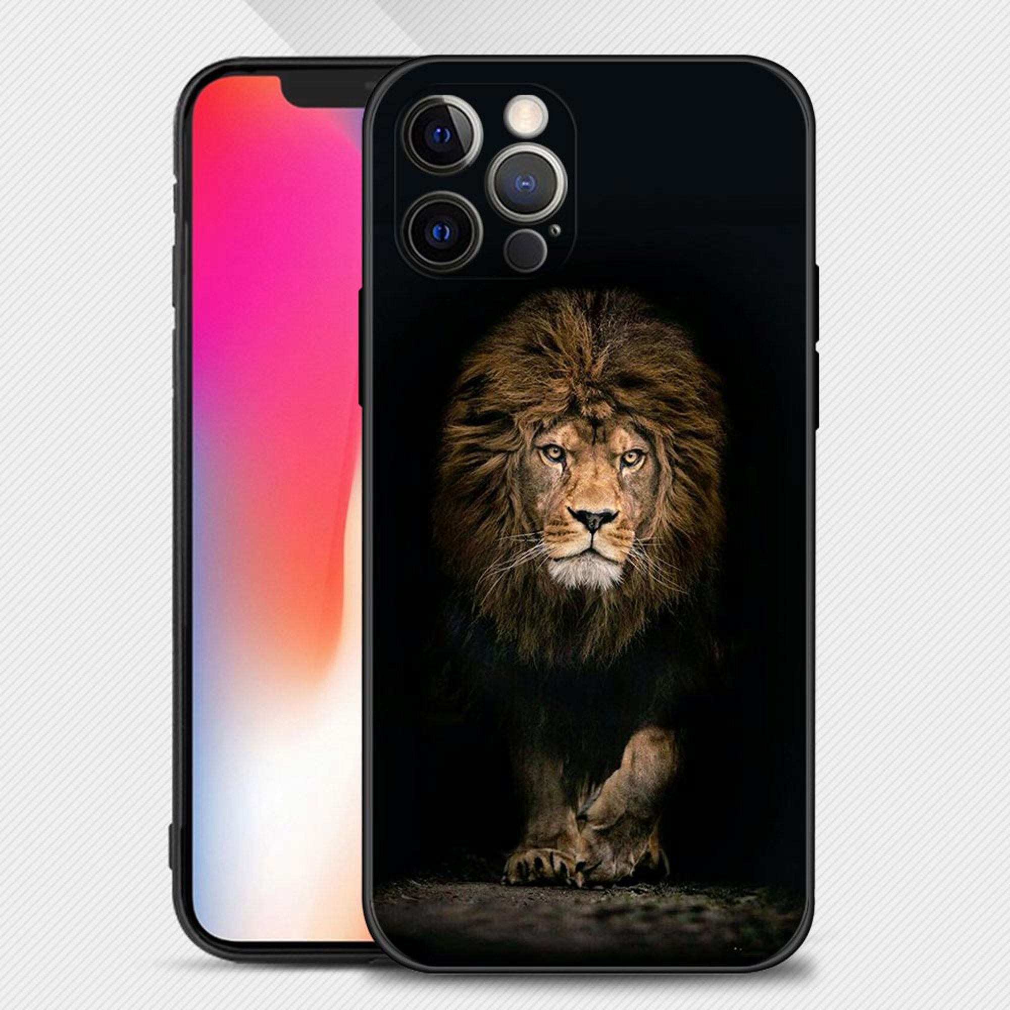 Para iPhone 14 Pro Doble capa Color Plata Serie Animal Pintura al