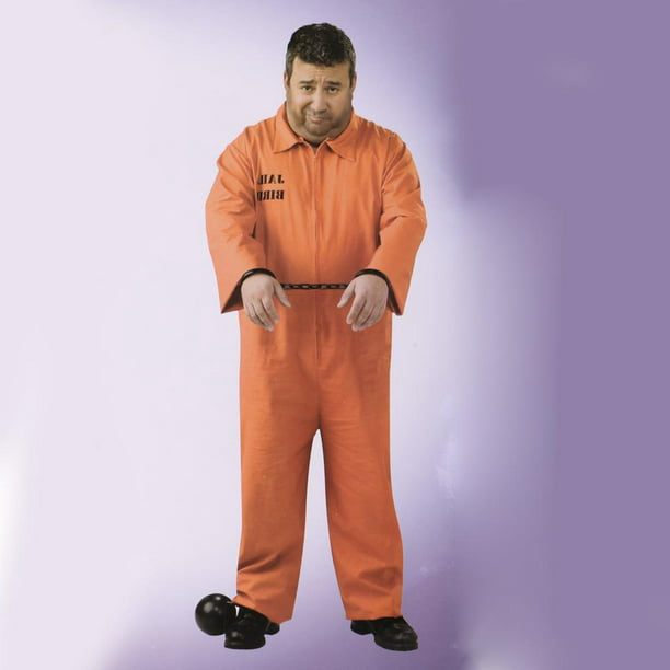 Disfraz de convicto para adulto, poliéster, naranja, incluye mono, preso,  presidiario, cárcel, atuendo de carnaval