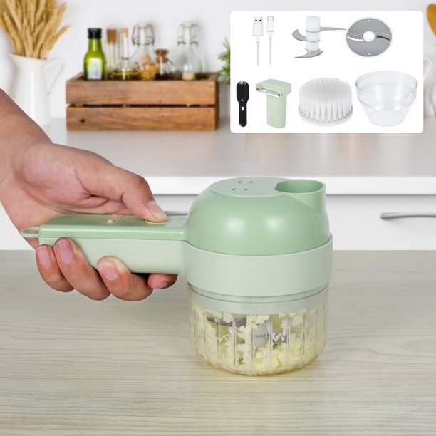 Vantage Mini Procesador De Alimentos Picador Jalador Manual De Ajo Cebolla  Alimentos Pica Todo Cuchillas Acero Inoxidable Triturador Verduras Frutas  (Blanco / Verde) : : Hogar y Cocina