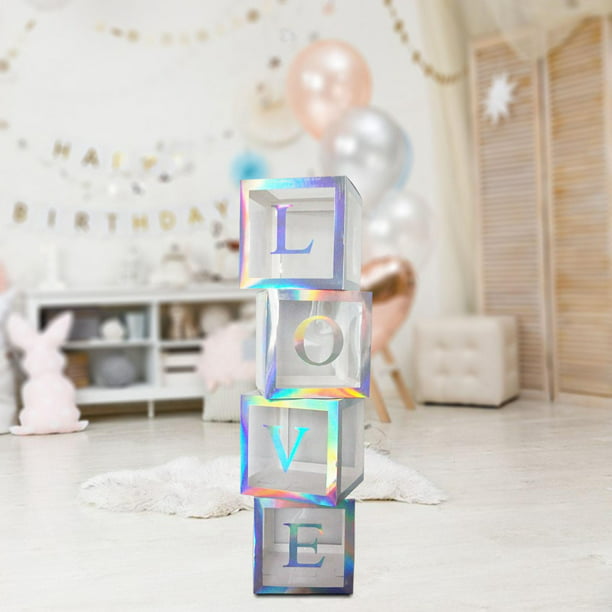 4 cajas para bebé con letras, decoraciones shower, bloques de cajas de  globos reutilizables para fiestas de Navidad, suministros para Azul BLESIY  Cajas de Globos
