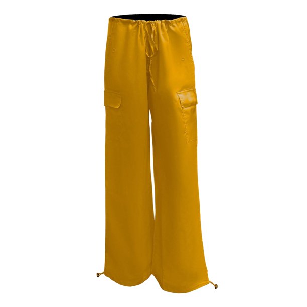 Gibobby Pantalones de mezclilla tipo cargo para mujer Pantalones de carga  rectos de talla grande para mujer Pantalones casuales sueltos de pierna  ancha recta(Amarillo,CH)