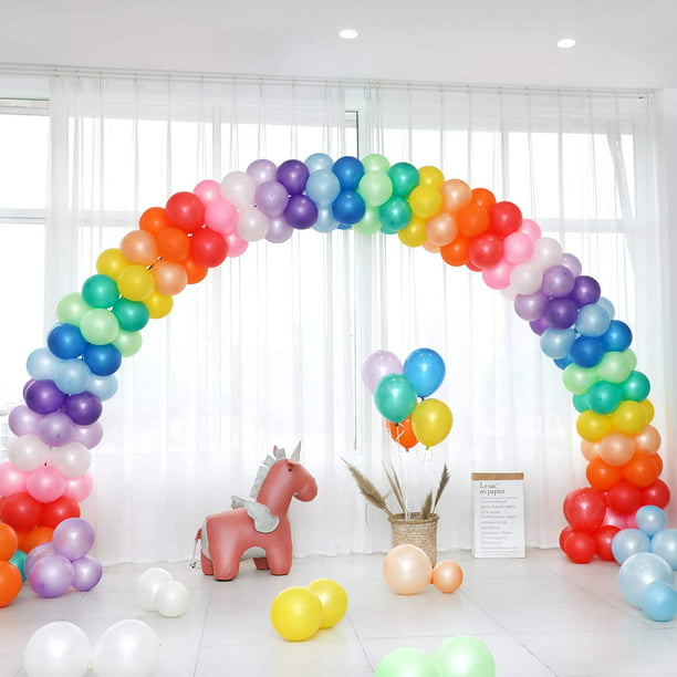  JIDOANCK 100 globos de colores surtidos de 12 pulgadas, 10  tipos de globos de látex arcoíris, globos brillantes multicolor para  decoración de fiestas, suministros de fiesta de cumpleaños o decoración de