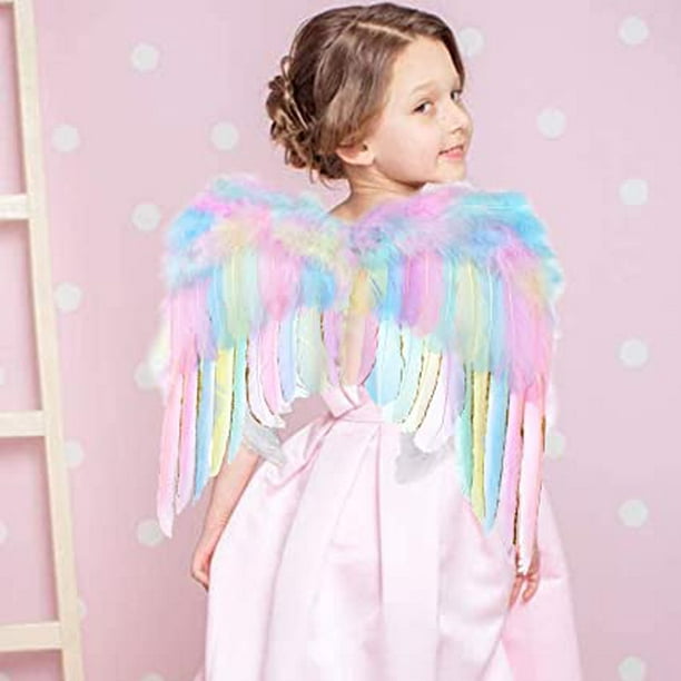 Diadema de alas de Ángel con plumas, disfraz de princesa para