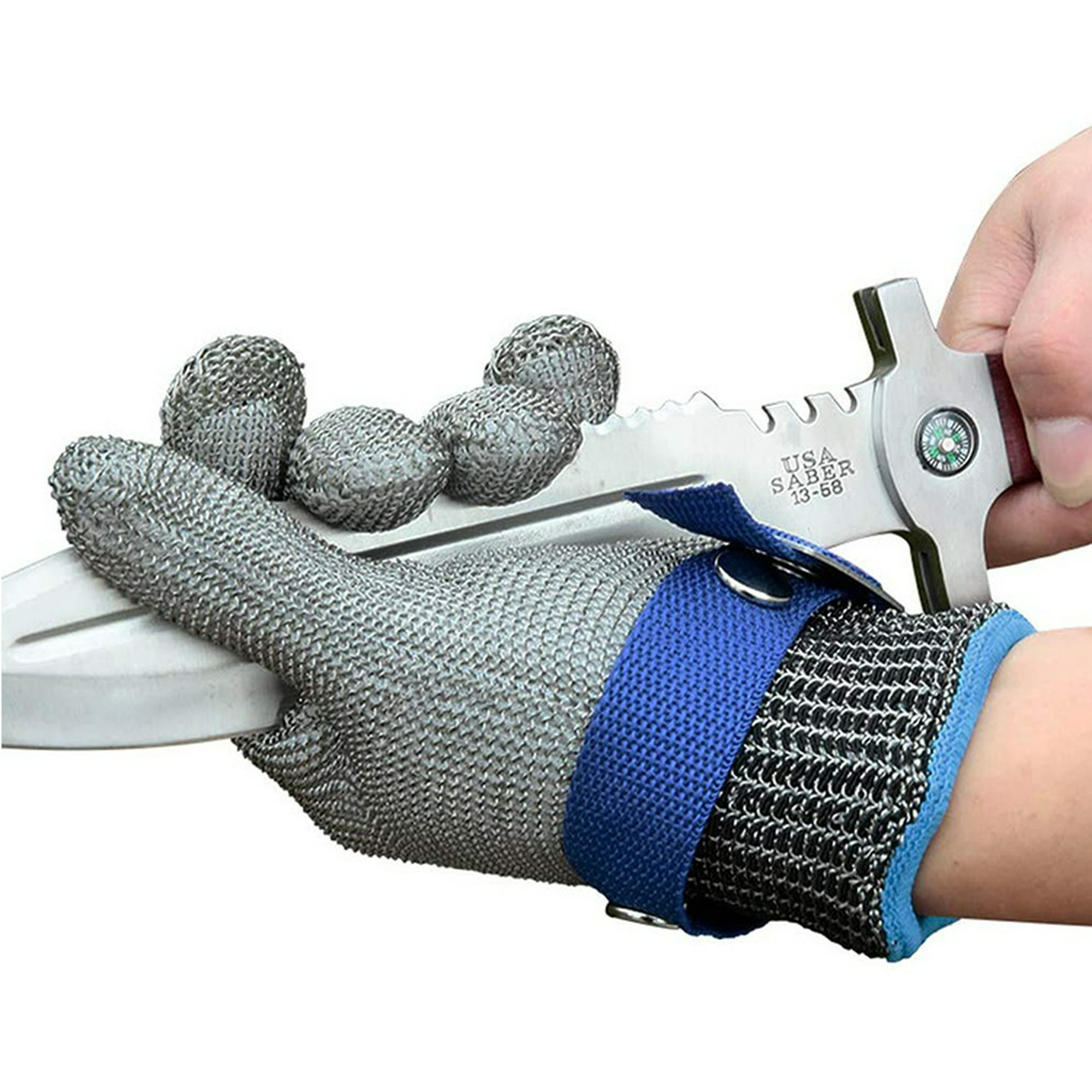 Guante resistente a cortes, guantes de metal de malla de alambre de acero  inoxidable de grado alimenticio, guantes para cortar cuchillos para cocina