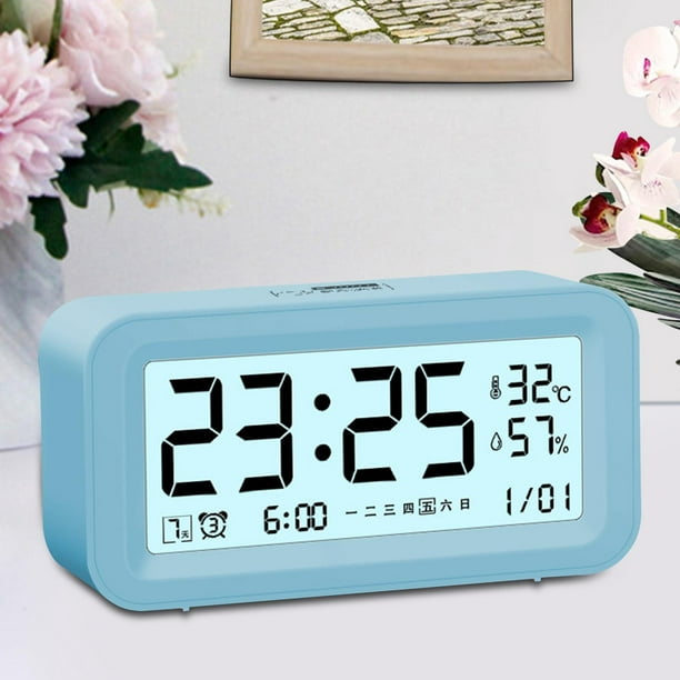  qingping Reloj despertador digital Bluetooth inteligente con  múltiples alarmas, funciona con pilas, pequeño reloj despertador con  pantalla de temperatura y humedad para dormitorio, fácil configuración a  través de la aplicación 