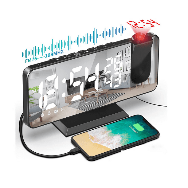 radio despertador digital con proyector