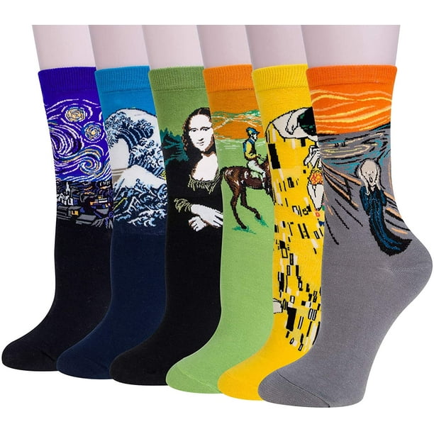 4-6 pares de calcetines divertidos para mujer, de arte estampados con famosa e im Ormromra WMZL-2003-10 Walmart en