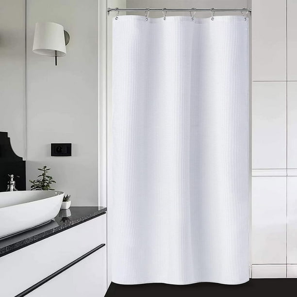 Cortina de ducha estrecha blanca ancha para baños pequeños, cortina de baño  de tela de poliéster