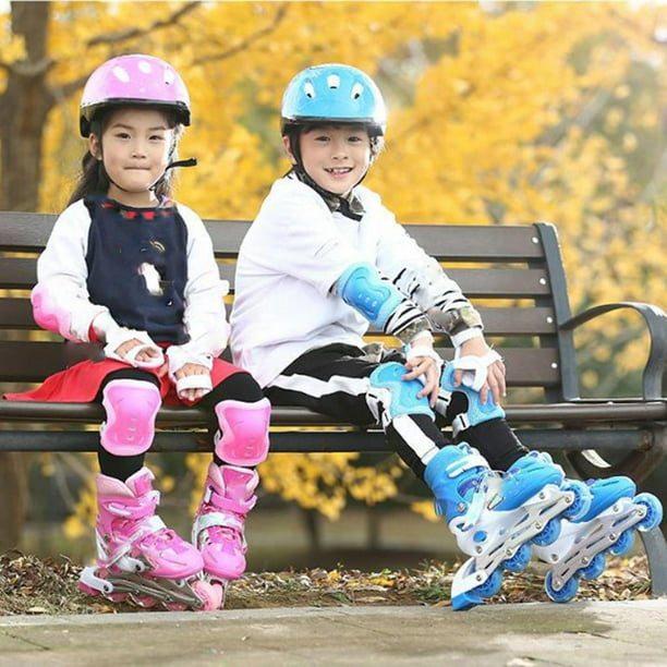 Equipo de protección para , rodilleras y coderas y muñequeras con correa  para en patineta, ciclismo - Rosa 7 piezas Sunnimix niños patinaje de