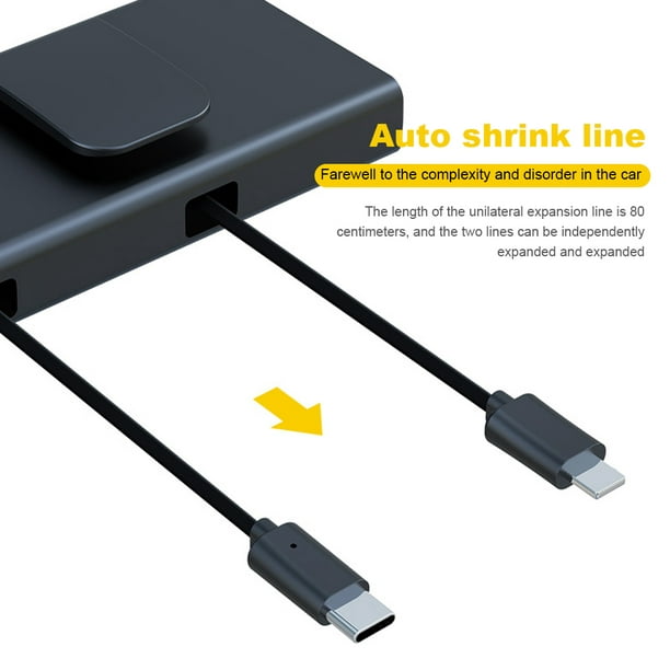 Cargador de coche retráctil 4 en 1 de 120W, Cable USB tipo C para