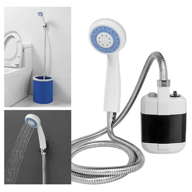 Ducha portátil para campamento, bomba de ducha recargable por USB, cabezal  de ducha portátil al aire libre, bombea agua desde el cubo a una corriente
