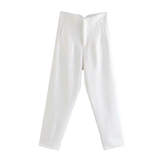 Pantalones TRAF para mujer, pantalones negros Beige de cintura