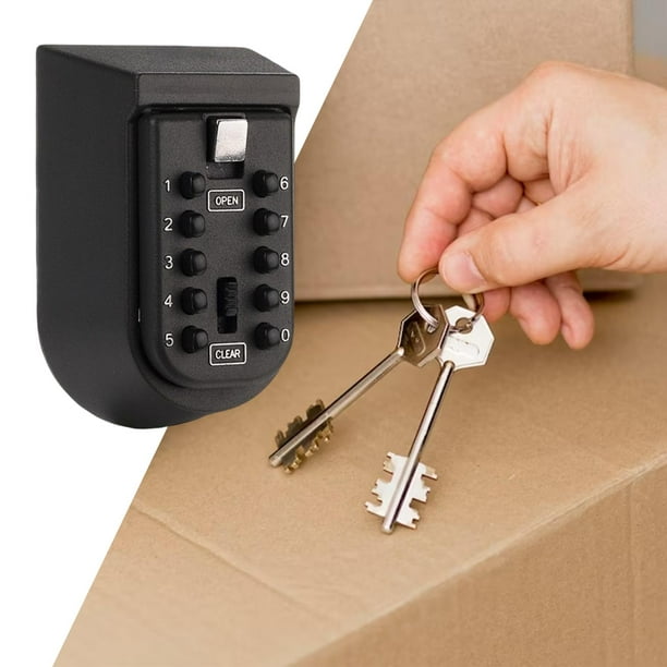  Caja de bloqueo de llaves para montaje en pared exterior, caja  de almacenamiento de llaves de repuesto impermeable, caja de almacenamiento  de llaves de combinación de 10 dígitos para el hogar