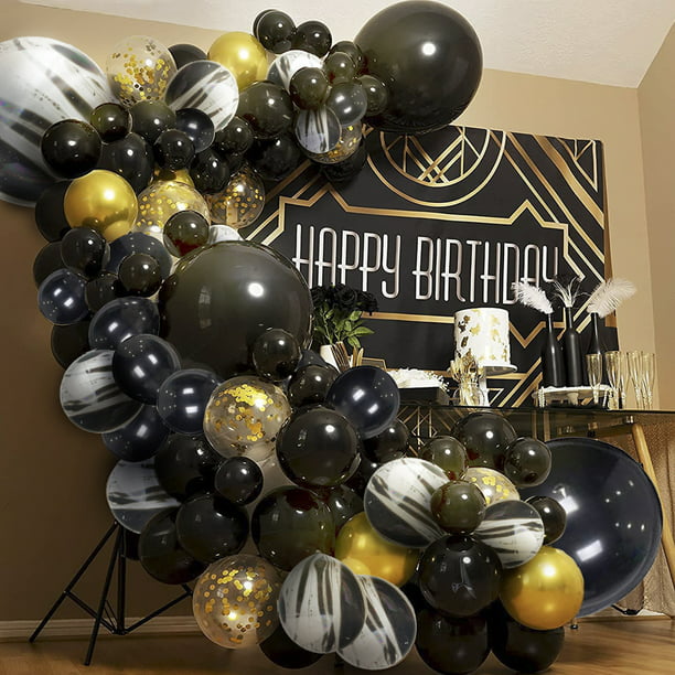 Globos mezclados dorados y negros para decoración de fiesta de cumpleaños,  25 piezas, 40 años, hombre