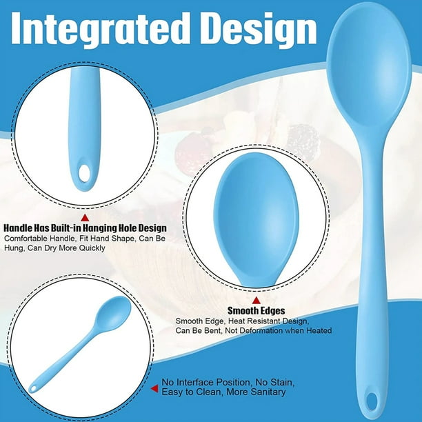 4 cucharas de silicona para mezclar resistentes al calor, cuchara para  utensilios de cocina, cuchara antiadherente para mezclar, hornear, servir y
