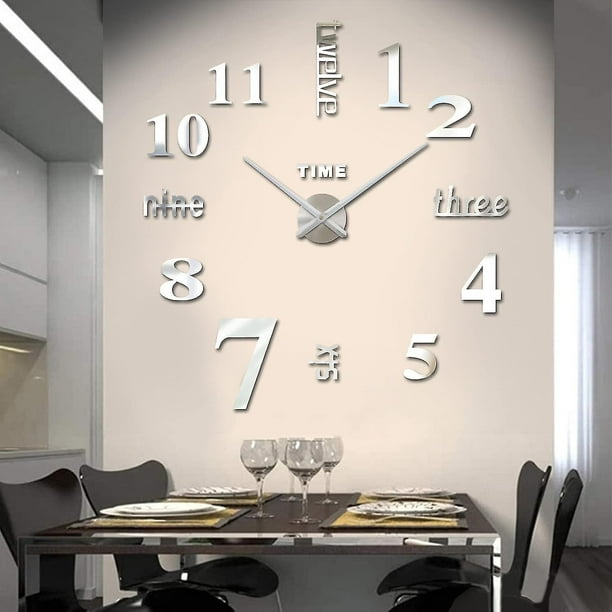  Elikeable Moderno reloj de pared 3D sin Marco tamaño grande,  para proyectos hazlo tú mismo reloj de pared decoración hogar para salón o  recámara : Hogar y Cocina