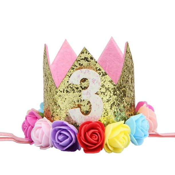 Sombrero de fiesta de cumpleaños para bebé, diadema de corona de princesa,  decoraciones de cumpleaños de 1, 2 y 3 años, suministros de fiesta para  niños, gran oferta, 1 unidad