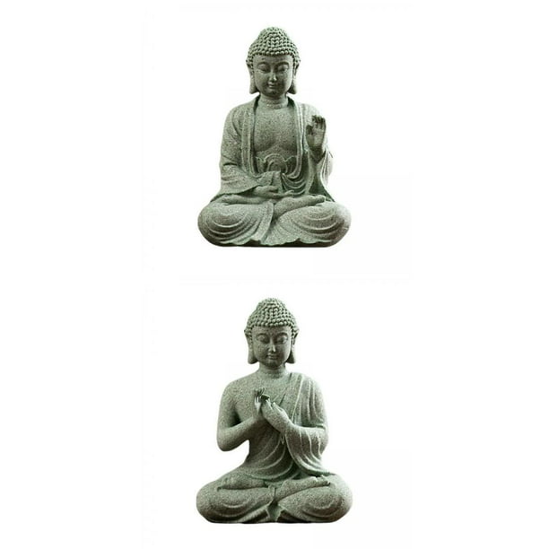 Estatua de Buda pequeña, decoración de budismo, adorno rústico, regalo  decorativo para oficina, habitación, decoración del hogar, porche,  meditación , Tipo A-03 Macarena pequeña estatua de buda