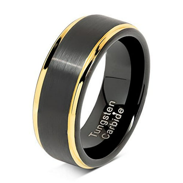 Anillos de tungsteno negro para hombre banda de boda borde