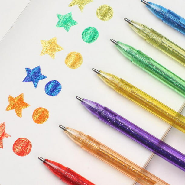 TGIF Bolígrafos de gel 8 en 1 con purpurina multicolor para niños,  bolígrafos para colorear en espiral, bolígrafo de gel para artista,  bolígrafo