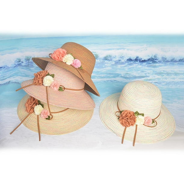 Plegable Flores Sombrero Playa Sombreros De Sombrero Para Gorro Yinane  Sombrero del verano de las mujeres grande