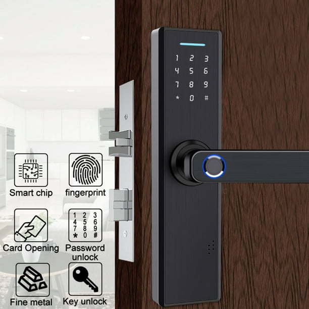 Cerradura de puerta inteligente con tarjeta de contraseña y huella