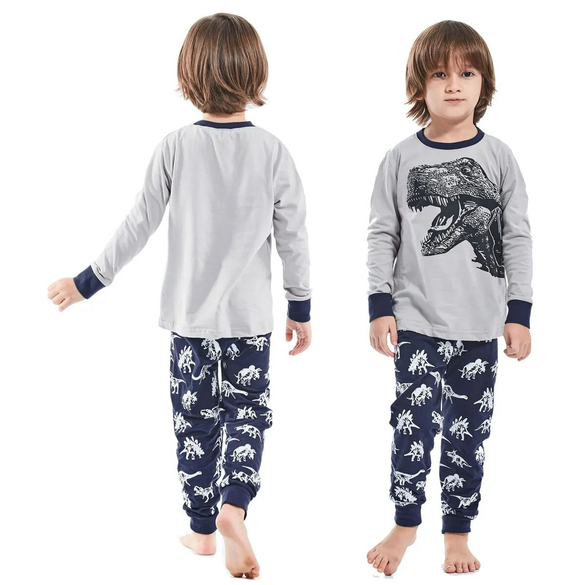 Popshion Pijamas para niños 100% algodón, ropa de verano para niños,  planeta, dinosaurio, ropa de dormir, conjuntos cortos para niños de 2 a 10  años