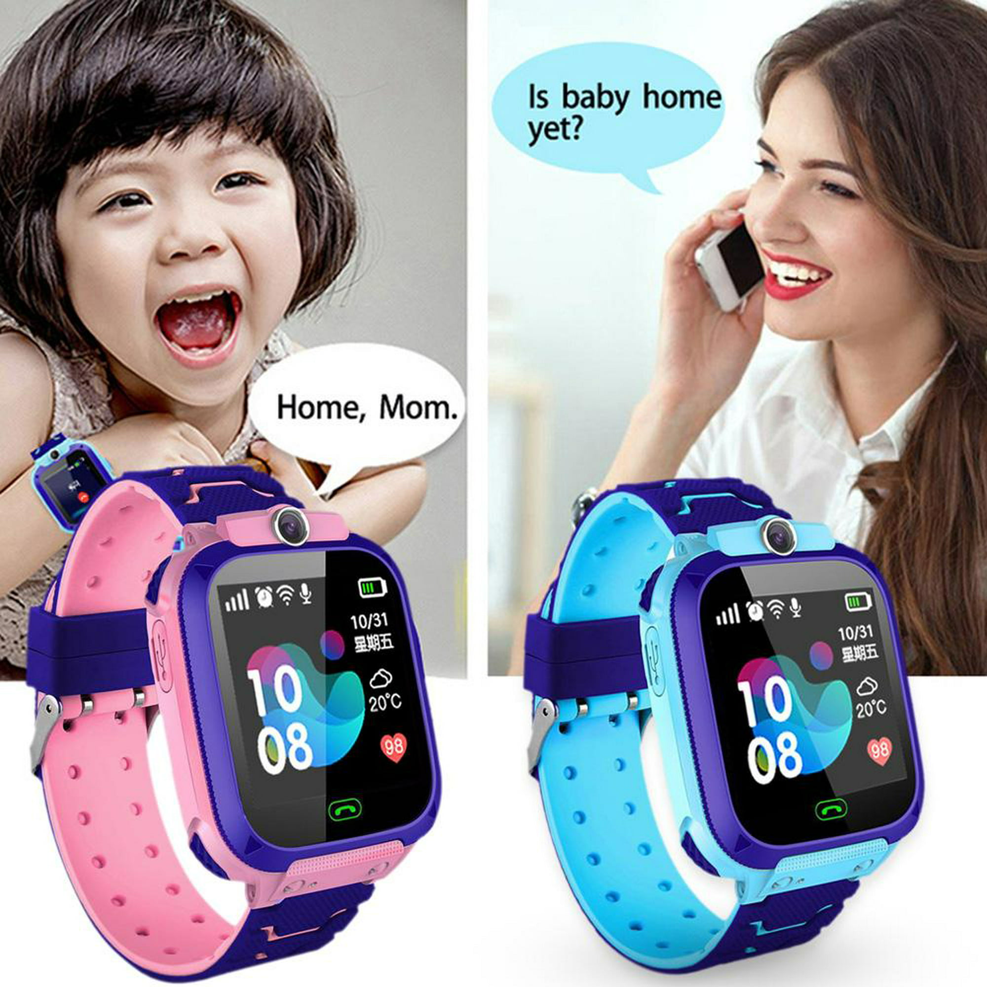 Reloj inteligente para niños, pantalla táctil, ubicación, fotografía,  teléfono, reloj (azul) Sywqhk