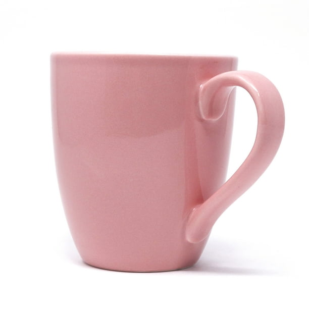 Taza grande de 16 oz Bistro Taza de cerámica para café, té, taza de cristal  Princess Fancy (rosa intenso)