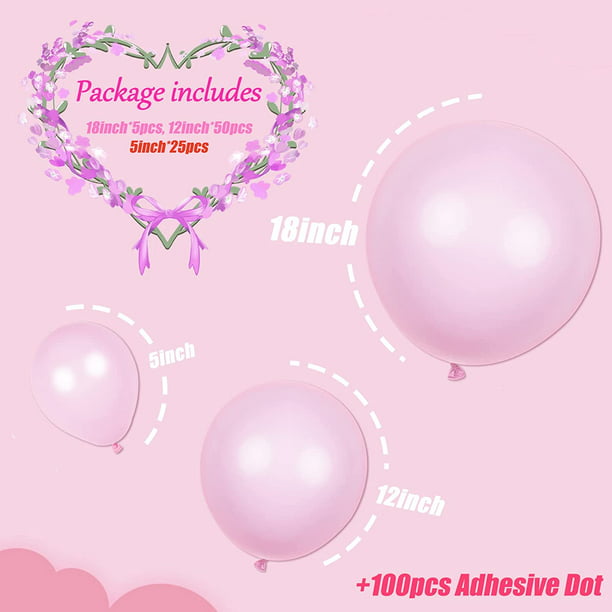 Paquete de 80 globos rosa pastel en varios tamaños, kit de guirnalda de globos  rosas, globos rosas de 5/12/18 pulgadas para bodas, cumpleaños, baby  shower, decoraciones de fiesta JAMW Sencillez