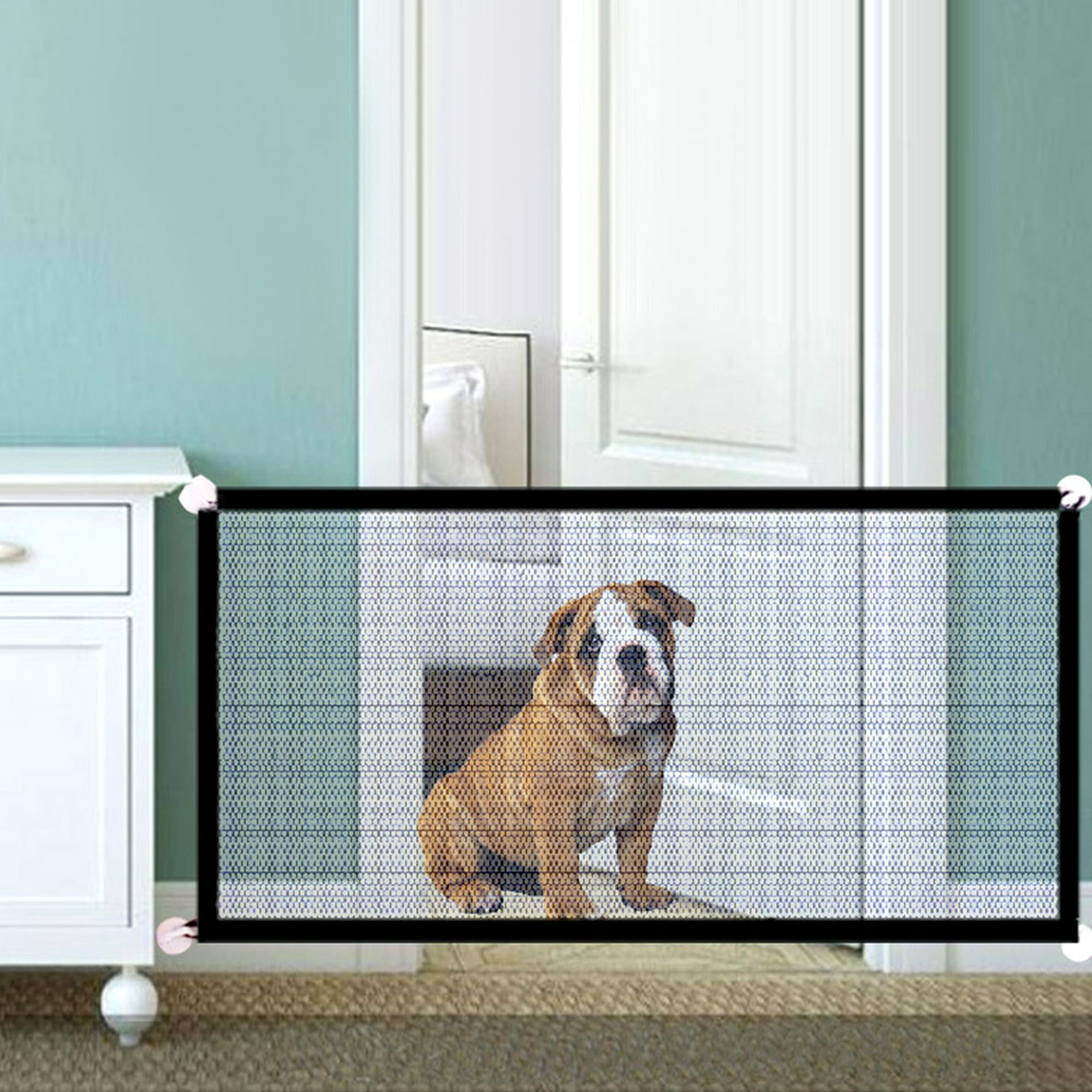 Puerta grande para perros de plástico para mascotas, puerta para perros con  magnético, panel de bloqueo para seguridad en el hogar, puerta automática