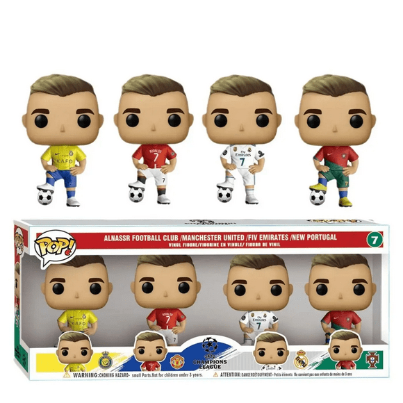 paquete 4 funkos fútbol cristiano ronaldo portugal manchester madrid y al nassr