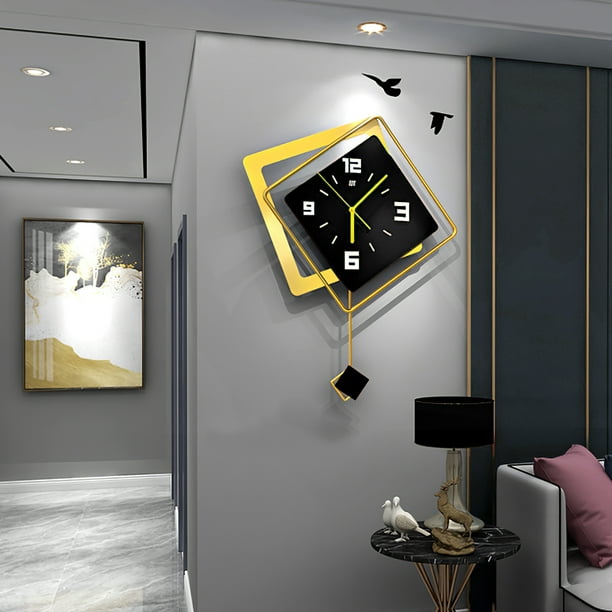 HOIBAI Reloj de pared, relojes de pared grandes para decoración de sala de  estar, 18 pulgadas, funciona con pilas, silencioso, sin tictac, moderno